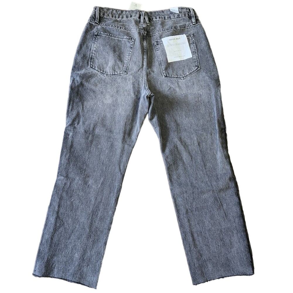 Good American Jeans Size 15 Good Boy Frayed Outseam Straight Leg Gray NWT - Picture 6 of 7